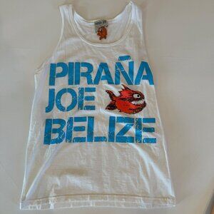 Pirana Joe Belize Graphic Tee Tank Top Medium Unisex T-Shirt Summer Vacation